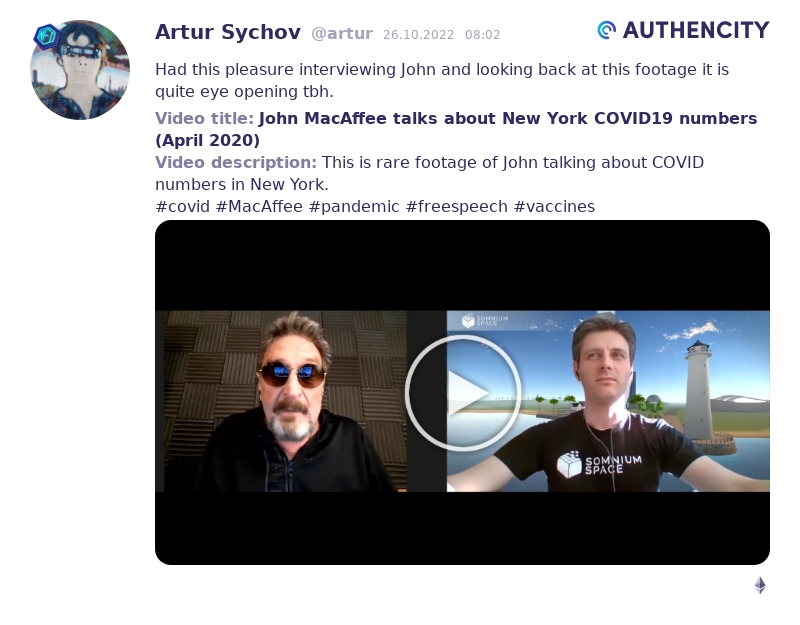 Authencity publication by Artur Sychov (@artur)