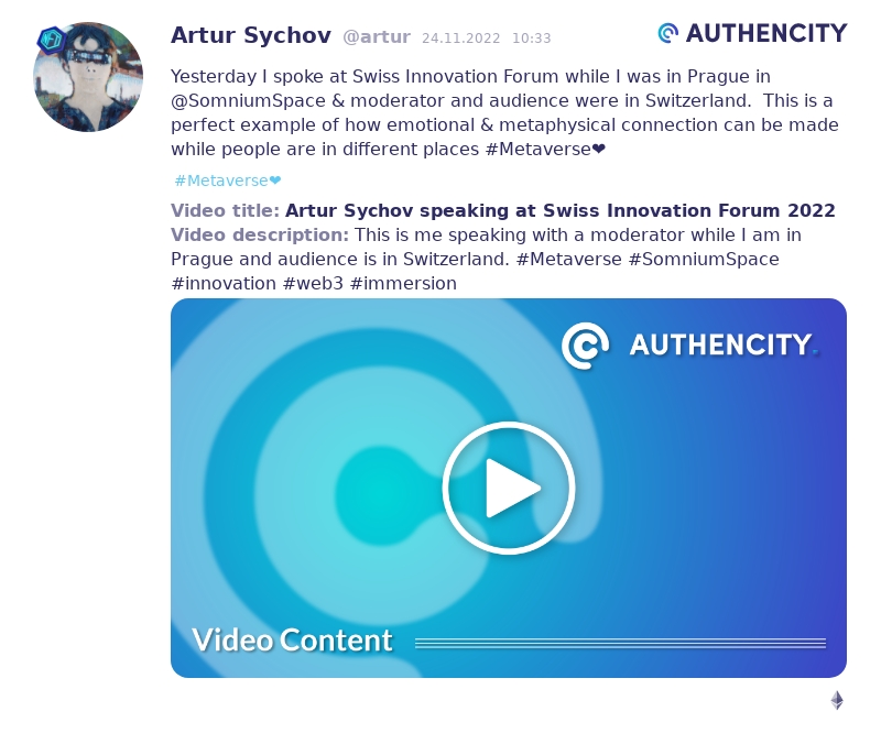 Authencity publication by Artur Sychov (@artur)