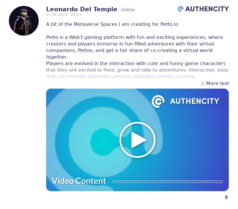 Authencity publication by Leonardo Del Temple (@leio)